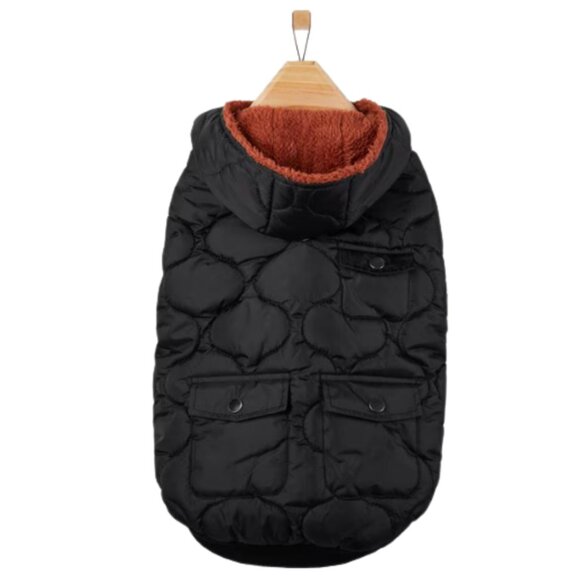 Frisco Heavy Weight Matte Quilted Volume Dog Puffer Black with Sherpa Lining NEW - Picture 3 of 6